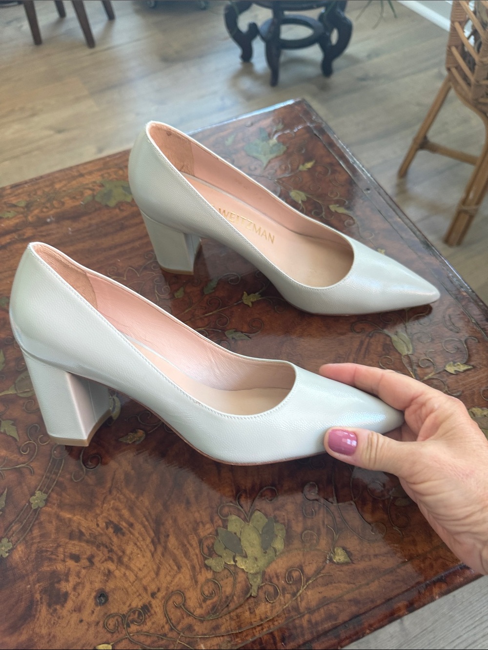 Stuart Weitzman Pointed-Toe Pumps in light mint green